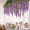 2 Pcs Wisteria Hanging Flowers Vines Purple Wisteria Flowers Vine Garland Artificial Wisteria Vines Hanging Flower Silk